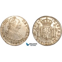 AL001, Peru, Charles IV, 8 Reales 1804 LIMAE, Lima Mint, Silver, AU