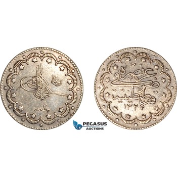 AL011, Turkey (Ottoman Empire), Mehmed V, 10 Kurush AH1327//2, Silver, Cleaned, XF