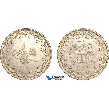 AL012, Turkey (Ottoman Empire), Mehmed V, 20 Kurush AH1327//10, Silver, Cleaned, AU-UNC