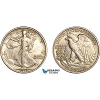 AL013, United States, Walking Liberty Half Dollar (50C) 1917, Philadelphia Mint, Silver, AU