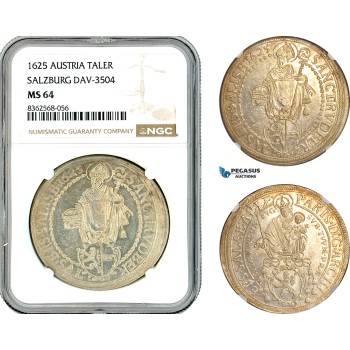 A11-051, Austria, Salzburg, Paris Von Lodron, Taler 1625, Silver, Dav-3504, Light amber toning, NGC MS64, Rare as such!
