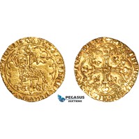 A11-158, France, Charles VI, Agnel d'Or ND (from 1417), Montpellier Mint, Gold, (2.54g), Dy-372, Cleaned, Rare! XF-UNC