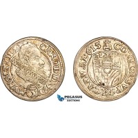 A11-214, Germany, Munsterberg-Oels, Karl II, 3 kreuzer 1615, Silver (1.77g), Ejzenhart-Miller 475, Light toning, AU