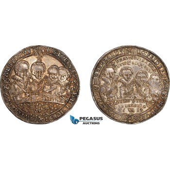 A11-225, Germany, Saxony-Weimar, 1/2 Taler 1614, Saalfeld Mint, Silver (14.46g), Koppe 195, Old cabinet toning, Very rare as a type and condition,  XF-UNC