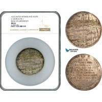 A11-318, Netherlands, Silver Medal 1672, Siege of Groningen, Commemorating the siege of the city by bishops Maximilian Hendrik of Cologne and Chr. Bernhard of Munster, NGC MS61, Top Pop!