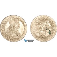 A11-387, Poland, Ioan II Casimir, 6 Groschen 1666 TLB, Bydgoszcz Mint, Silver (3.22g), Kop-1683 (R3), Light toning, some deposits, XF 
