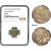 AL030, Bulgaria, Ivan Sracimir, Gros ND (1356-97) Silver, NGC AU50