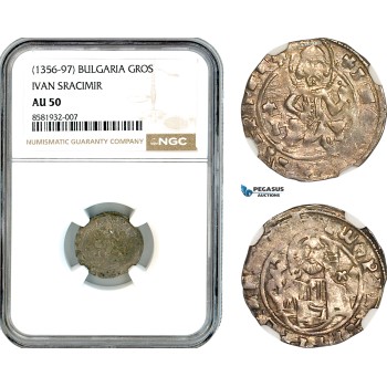 AL030, Bulgaria, Ivan Sracimir, Gros ND (1356-97) Silver, NGC AU50