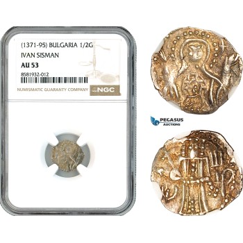 AL031, Bulgaria, Ivan Sisman, 1/2 Gros ND (1371-95) Silver, NGC AU53