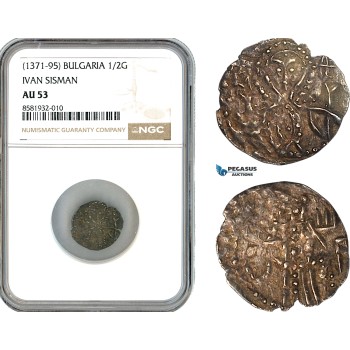 AL032, Bulgaria, Ivan Sisman, 1/2 Gros ND (1371-95) Silver, NGC AU53