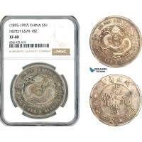 AL037, China, Hupeh, 1 Dollar ND (1895-1907) Silver, L&M-182, NGC XF40