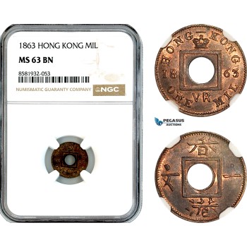 AL047, Hong Kong, Victoria, 1 Mil 1863, NGC MS63BN
