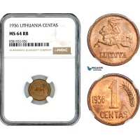 AL049, Lithuania, 1 Centas 1936, NGC MS64RB