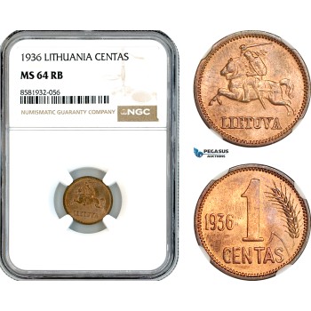 AL049, Lithuania, 1 Centas 1936, NGC MS64RB