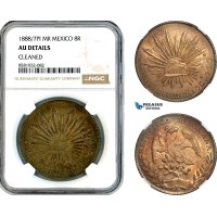 AL051, Mexico, 8 Reales 1888/7 PI MR, Potosi Mint, Silver, NGC AU Details