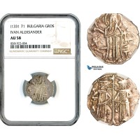 AL070, Bulgaria, Ivan Alexander, Gros ND (1331-71) Silver, NGC AU58
