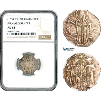 AL070, Bulgaria, Ivan Alexander, Gros ND (1331-71) Silver, NGC AU58