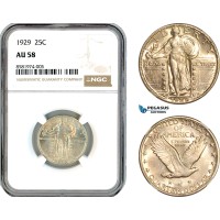 AL110, United States, Standing Liberty Quarter (25cents) 1929, Philadelphia Mint, Silver, NGC AU58