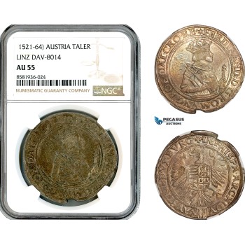AL113, Austria, Ferdinand I, Taler ND (1521-64) Linz Mint, Silver, DAV-8014, NGC AU55