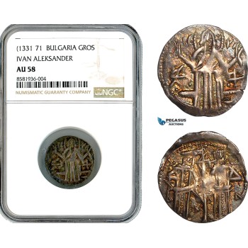 AL115, Bulgaria, Ivan Alexander, Gros ND (1331-71) Silver, NGC AU58