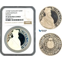 AL121, Hungary, Piefort 200 Forint 1979 BP, Budapest Mint, Gabriel Bethlen, NGC PF68 Ultra Cameo