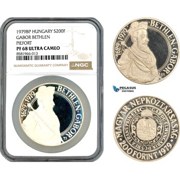 AL121, Hungary, Piefort 200 Forint 1979 BP, Budapest Mint, Gabriel Bethlen, NGC PF68 Ultra Cameo
