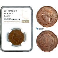 AL127, Straits Settlements, Victoria, 1 Cent 1894, London Mint, NGC AU Details