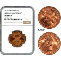 AL134, Bulgaria, 1 Lev 1976, Uprising Anniversary, Sofia Mint, NGC MS68RD 
