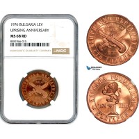 AL135, Bulgaria, 1 Lev 1976, Uprising Anniversary, Sofia Mint, NGC MS68RD