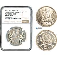 AL136, Bulgaria, 25 Leva 1981, Nationhood Anniversary, Silver, NGC PF68 Cameo