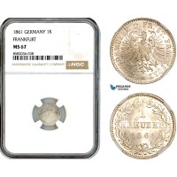 AL147, Germany, Frankfurt, 1 Kreuzer 1861, Billon, NGC MS67, Top Pop & Single Finest Graded!