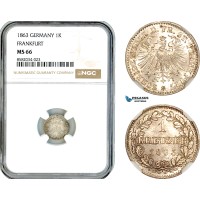 AL148, Germany, Frankfurt, 1 Kreuzer 1863, Billon, NGC MS66