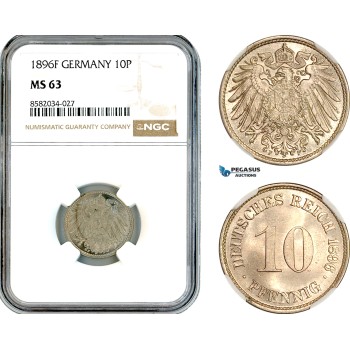AL153, Germany, Wilhelm II, 10 Pfennig 1896 F, Stuttgart Mint, NGC MS63