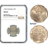 AL178, Poland, Danzig, 10 Pfennige 1923, NGC MS64