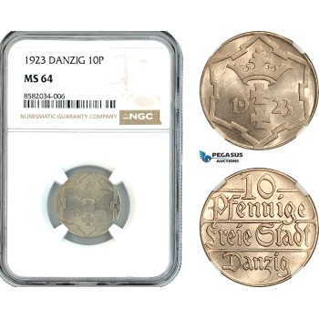 AL178, Poland, Danzig, 10 Pfennige 1923, NGC MS64