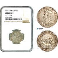 AL219, British East Africa & Uganda Protectorates, George V, 50 Cents 1919, Silver, NGC XF Details, Rare Keydate!
