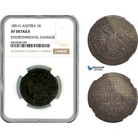 AL225, Austria, Franz Joseph, 3 Kreuzer 1851 G, Nagybanya (Baia Mare) Mint, NGC XF Details