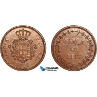 AL251, Portuguese India, Luiz I, 1 Tanga / 60 Reis 1871, Bombay Mint, Cleaned, AU