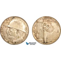 AL253, Italy, Vittorio Emanuele III, 20 Lire 1928 VI R, Rome Mint, Silver, 10th Anniversary of the End of World War I, Toned, XF-AU