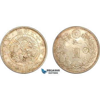 AL254, Japan, Meiji, Yen Yr. 36 (1903) Silver, Gin Countermark, Chop Marked, Silver, Cleaned, AU