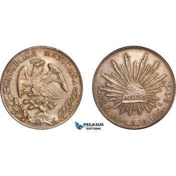 AL255, Mexico, 8 Reales 1891 Mo AM, Mexico City Mint, Silver, Cleaned in the past, AU