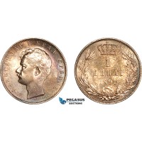 AL270, Serbia, Alexander I, 1 Dinar 1897, Vienna Mint, Silver, Cleaned, AU-UNC