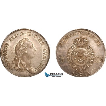AL272, Sweden, Gustav III, 1/3 Riksdaler 1789-OL, Stockholm Mint, Silver, Toned, AU