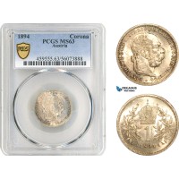 AL299, Austria, Franz Joseph, 1 Corona 1894, Vienna Mint, Silver, PCGS MS63
