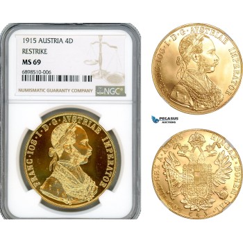 AL300, Austria, Franz Joseph, Restrike 4 Ducats 1915, Vienna Mint, Gold, NGC MS69