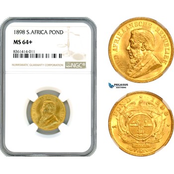 AL301, South Africa (ZAR) Pond 1898, Pretoria Mint, Gold, NGC MS64+