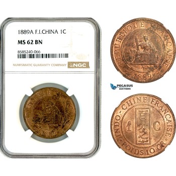 AL325, French Indo-China, 1 Centime 1889 A, Paris Mint, NGC MS62BN AL325, French Indo-China, 1 Centime 1889 A, Paris Mint, NGC MS62BN