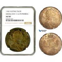 AL334, Austria, Maria Theresia, Taler 1760, Vienna Mint, DAV-1112 Silver, NGC AU58