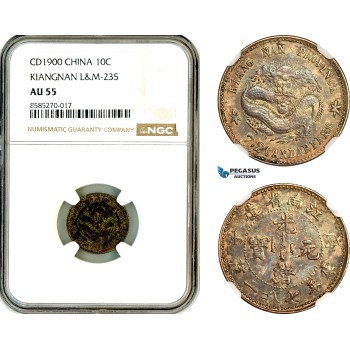 AL338, China, Kiangnan, 7.2 Candareens (10C) 1900, Silver, L&M 235, NGC AU55