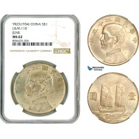 AL343, China, "Junk" Dollar Yr. 23 (1934), Silver, L&M-110, NGC MS62